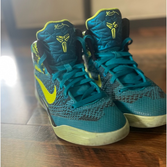 (Sz 7) Nike Kobe 9 IX Elite Perspective Neon Turquoise Volt Sneakers - Picture 2 of 7